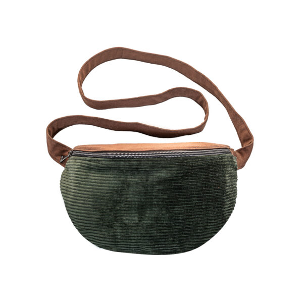 Geantă crossbody Forest Green material catifea reiata by Atelier Textil Muhely
