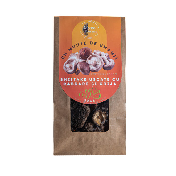Ciuperci shiitake uscate cu răbdare și grijă 50g by Mycokarma