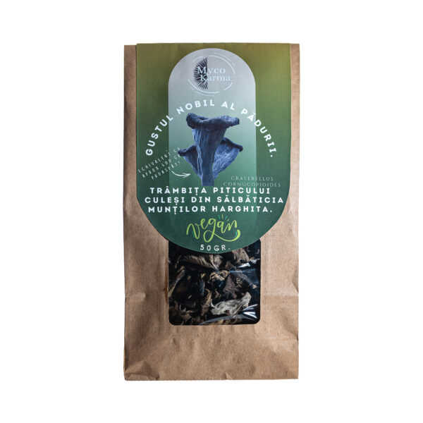 Ciuperci trâmbița piticului culeși din sălbăticia munțiilor Harghita 50g by Mycokarma